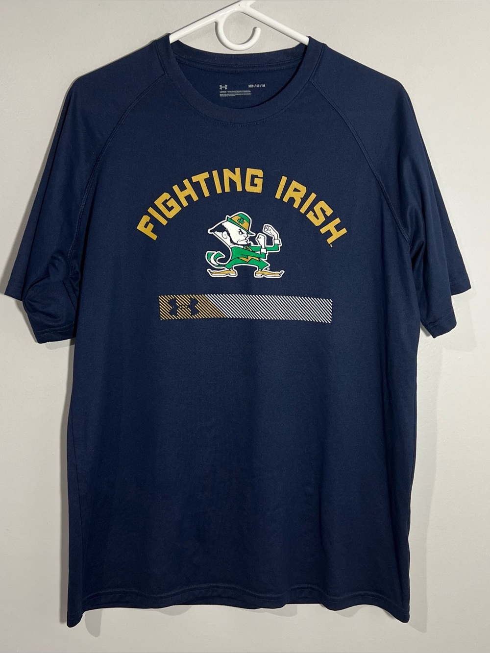 Under Armour Notre Dame Fighting Irish Blue Short Sleeve T-Shirt Mens Medium